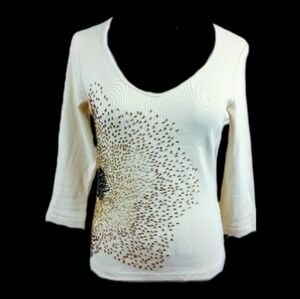 Vtg 90s The Limited Beaded V-neck Top. Sz. M